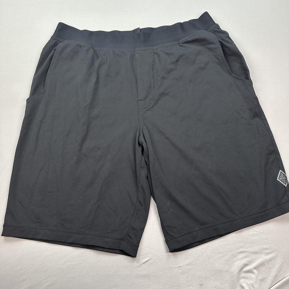 prAna Shorts Mens Large Black Breathe Performance Stretch Athletic Elastic Waist
